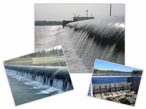 There are air inflatable rubber dam, water inflatable rubber dam and bookend rubber dam.